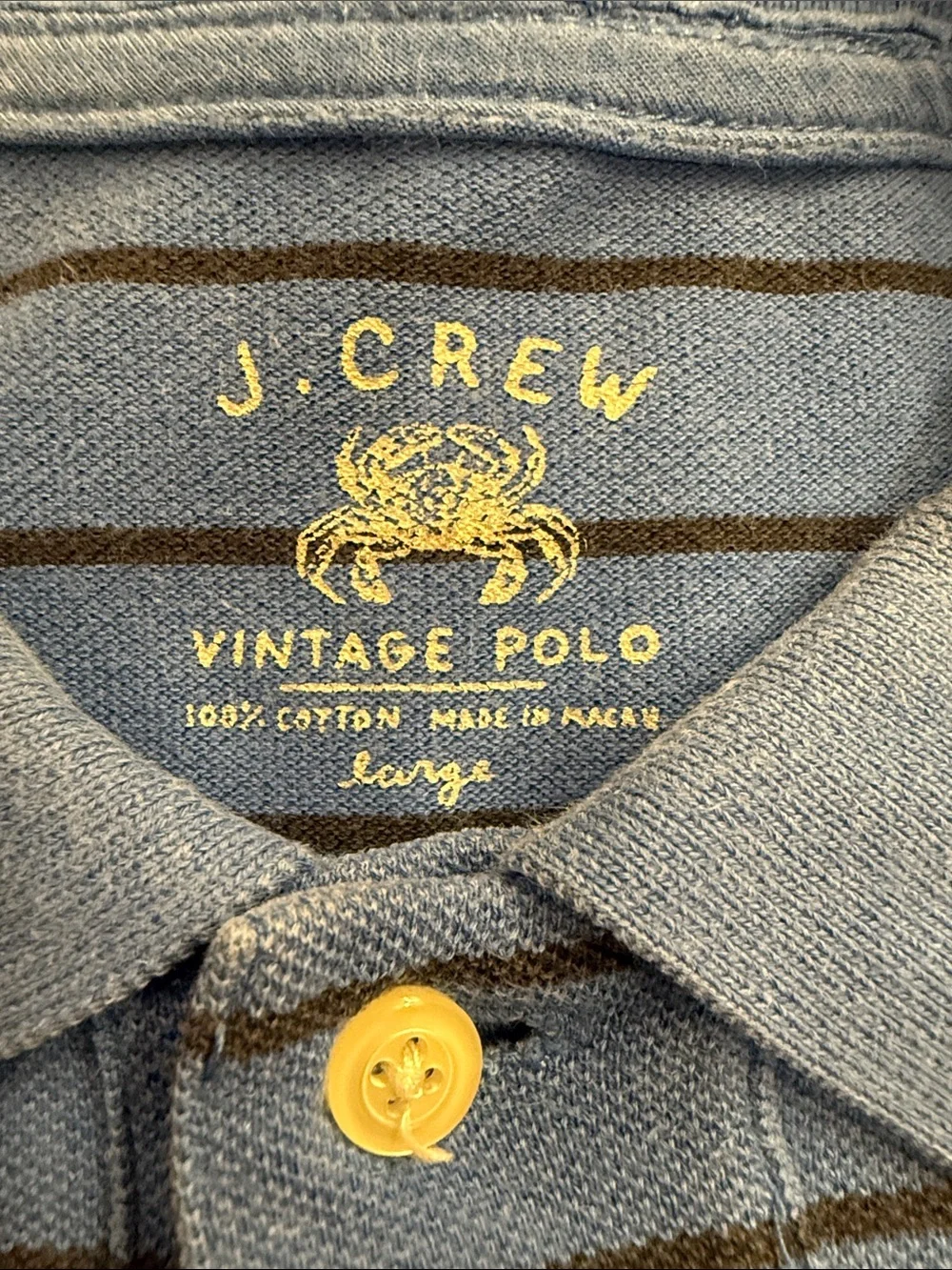J. Crew Light Blue Polo with Brown Stripes